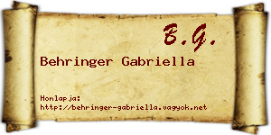 Behringer Gabriella névjegykártya